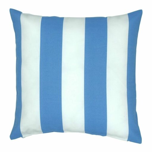 Outdoor cushion in Light Blue Thick Stripe pattern
