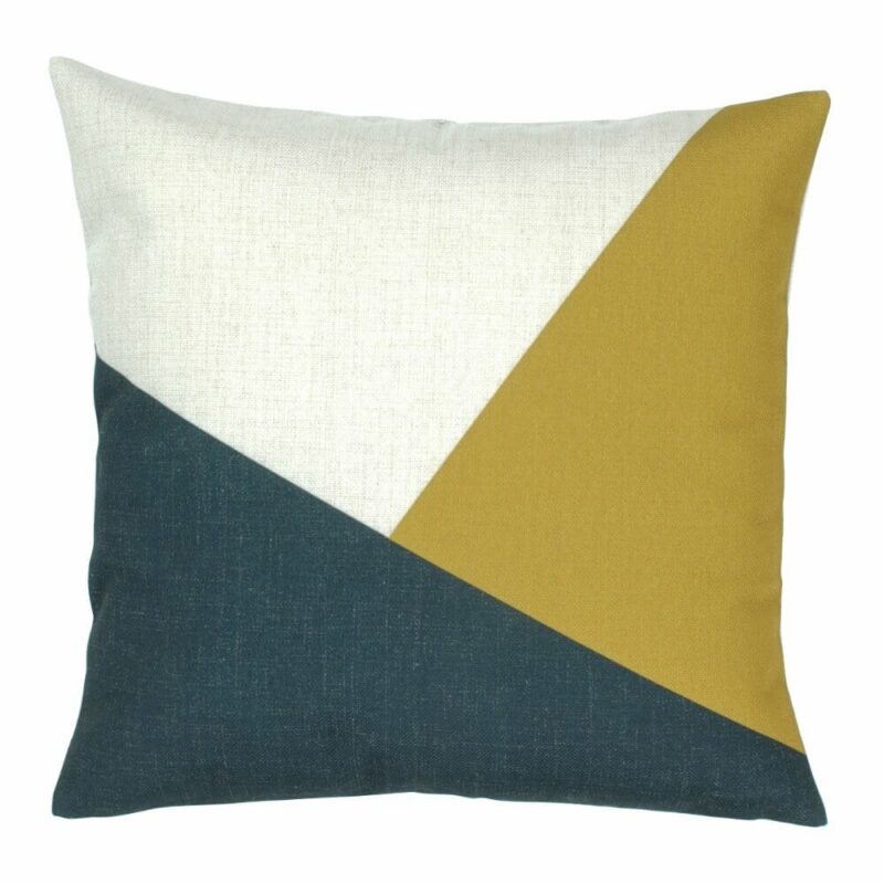 Tri Colour Cushion Cover 45x45cm SC268 a cushion in Tri Colour pattern in mustard, navy and white colours - 45x45cm