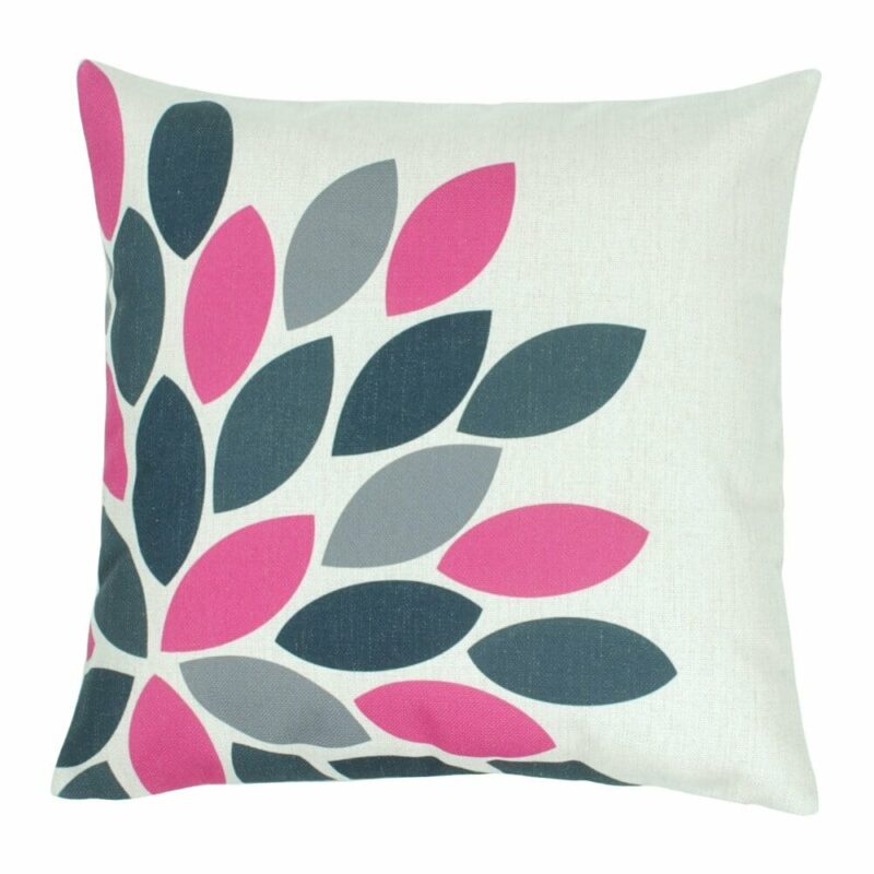 Modern Leaf Cushion Cover - 45x45cm - SC376 a closer look at Modern Leaf Cushion pattern in pink and navy colours - 45x45cm