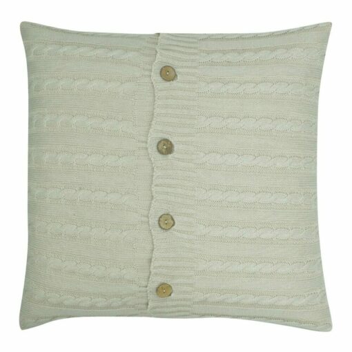 a Buttoned Cable Knit Cushion in Cream colour - 50x50cm