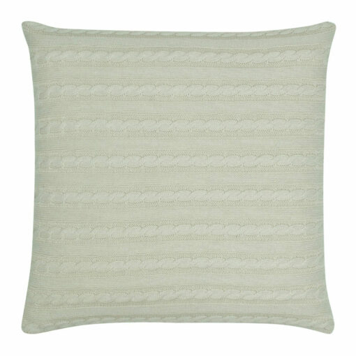 back side view of a Buttoned Cable Knit Cushion in Cream colour - 50x50cm