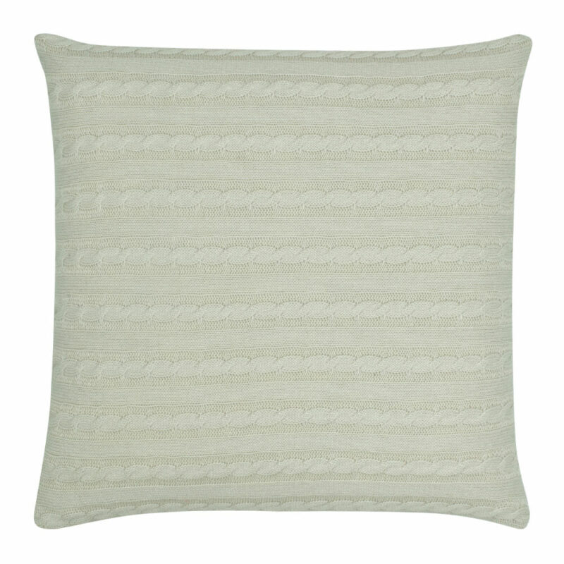 back side view of a Buttoned Cable Knit Cushion in Cream colour - 50x50cm