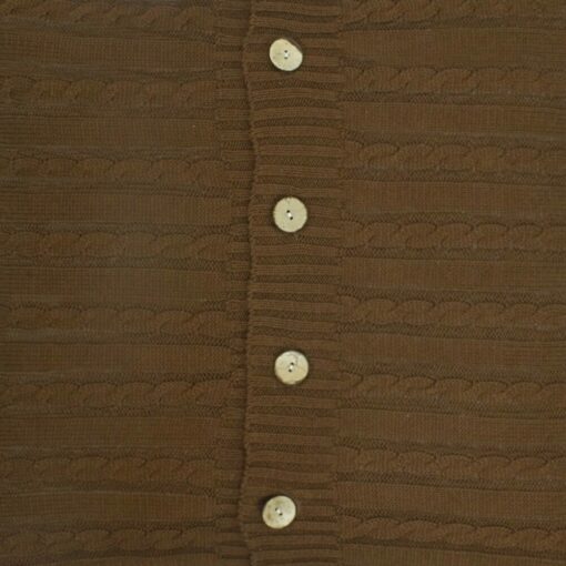 closer look at a Buttoned Cable Knit Cushion cover in Dark Brown colour - 50x50cm