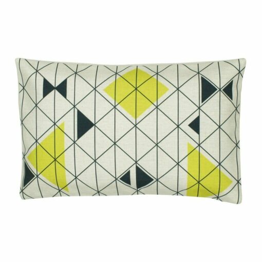 Rectangular cushion cover in Yellow and White Trellis pattern -30x50cm
