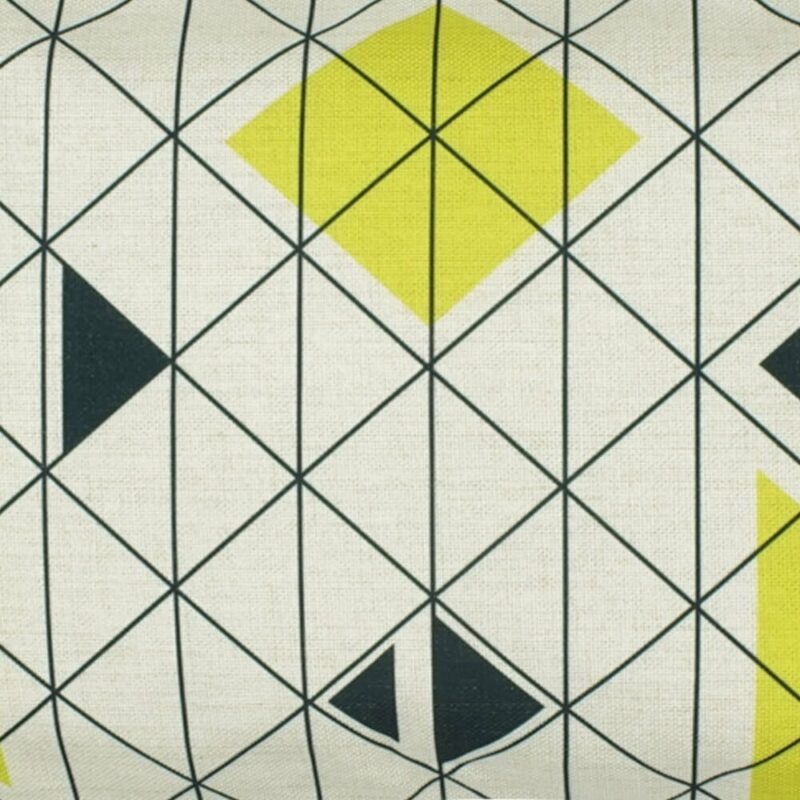 closer look at a Rectangular cushion in Yellow and White Trellis pattern -30x50cm