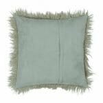 back side view of a square fur cushion in Light Grey with zipper - 45cm x 45cm