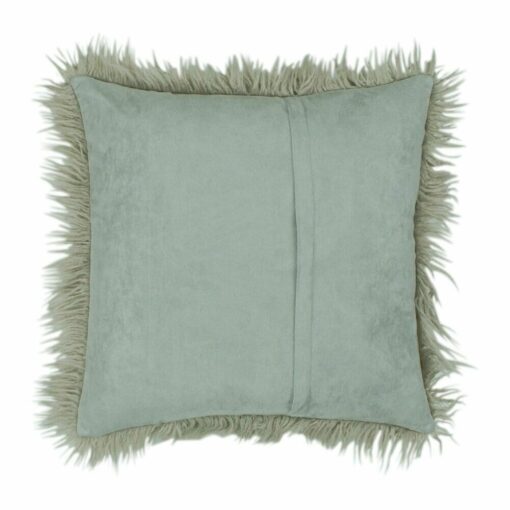 back side view of a square fur cushion in Light Grey with zipper - 45cm x 45cm
