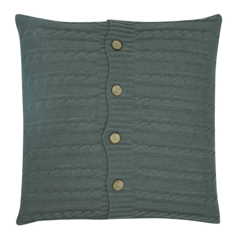 Dark Grey Buttoned Cable Knit Cushion Cover - 50cm x 50cm - SC303 a Buttoned Cable Knit Cushion in Dark Grey colour - 50x50cm