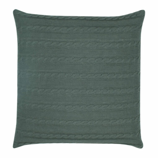 back side view of a Buttoned Cable Knit Cushion in Dark Grey colour - 50x50cm