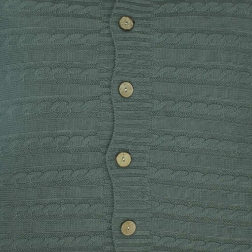 closer look at a Buttoned Cable Knit Cushion cover in Dark Grey colour - 50x50cm
