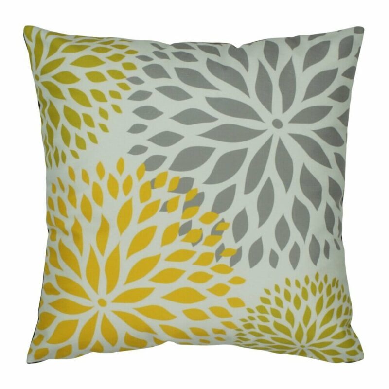 Grey Yellow and Gold Floral Cushion Cover - 45x45cm - SC385 cushion cover in Grey Yellow and Gold Floral pattern - 45x45cm