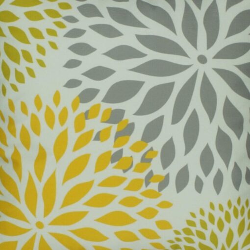 closer look at a cushion in Grey Yellow and Gold Floral pattern - 45x45cm