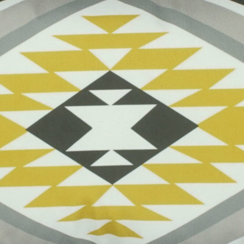 closer look at a rectangular cushion cover in Black and Gold Kilim pattern