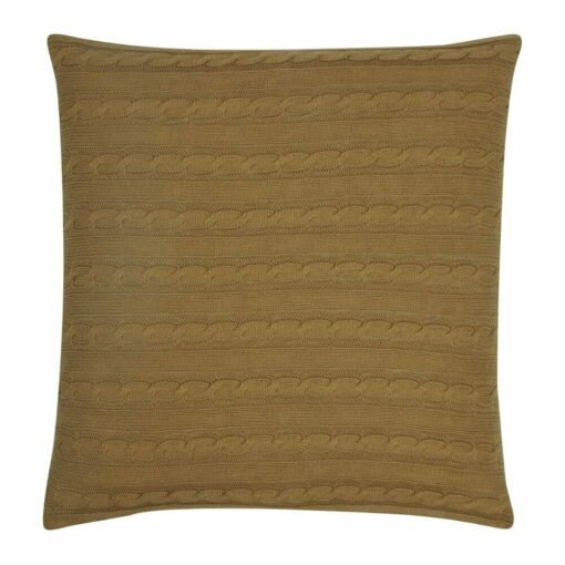 back side view of a Buttoned Cable Knit Cushion in Brown colour - 50x50cm