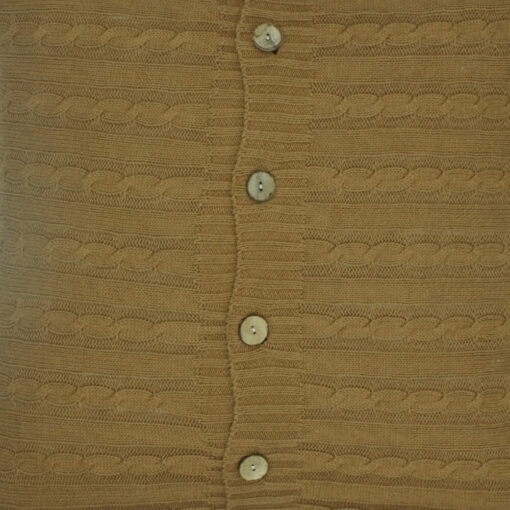 closer look at a Buttoned Cable Knit Cushion cover in Brown colour - 50x50cm
