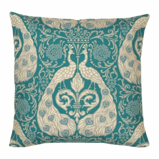 cushion in Teal and Gray Peacock pattern - 45x45cm