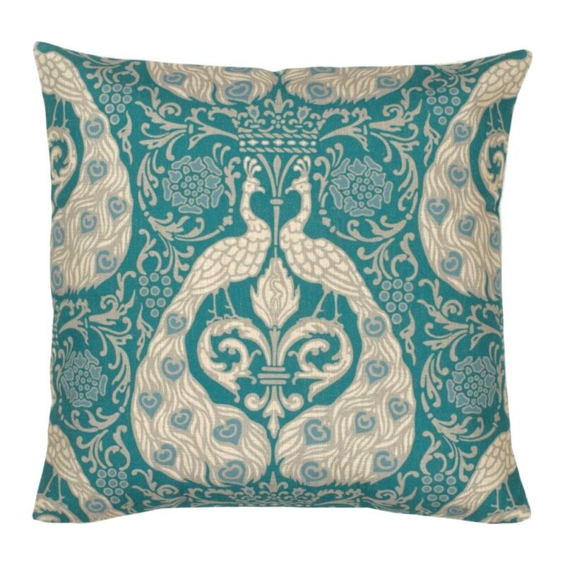 Teal and Gray Peacock Cushion Cover 45x45cm SC170 cushion in Teal and Gray Peacock pattern - 45x45cm