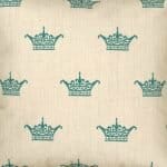closer look at a cushion Cover in Teal Crowns pattern