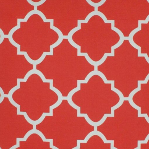 closer look at a Outdoor cushion in Rose Red Trellis pattern