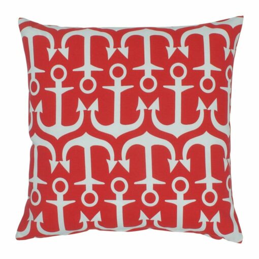Outdoor cushion cover in Red and White Anchor pattern