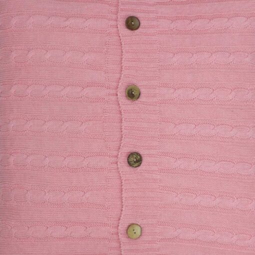 closer look at a Buttoned Cable Knit Cushion cover in Pink colour - 50x50cm