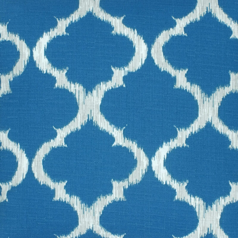 closer look at a Outdoor cushion in Blue Trellis pattern