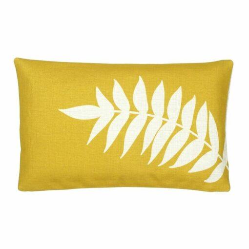 a Rectangular Cushion in Mustard with Fern print - 30x50cm