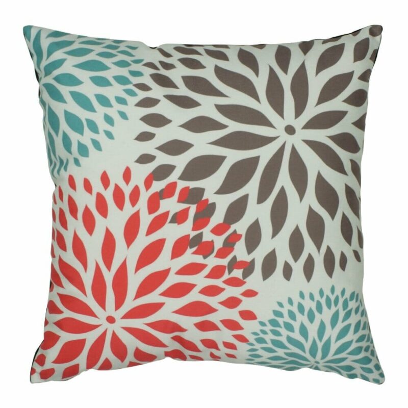 Rubik Blossom Cushion Cover - 45x45cm - SC396 cushion cover in Black Teal and Red Floral pattern - 45x45cm