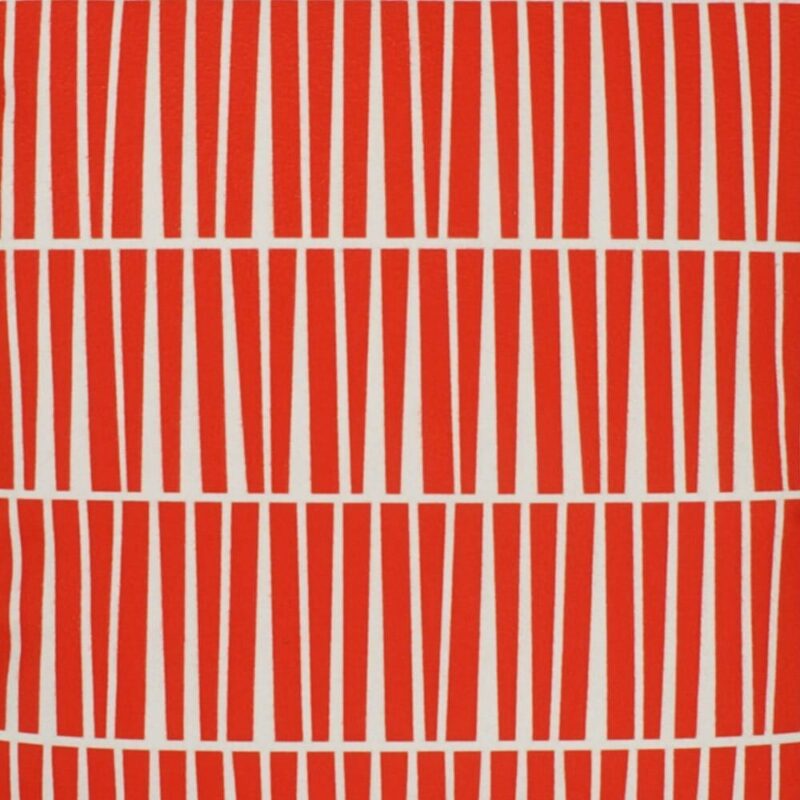 closer look at a cushion in Red and White Line pattern - 45x45cm