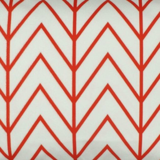 closer look at a rectangular cushion cover in Red Thin Chevron pattern