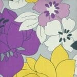 closer look at Cushion in Violet White and Mustard Floral pattern - 45x45cm
