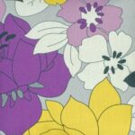 closer look at Cushion in Violet White and Mustard Floral pattern - 45x45cm