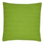back side view of the cable knit cushion in lime green.