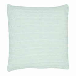 back view of the cable knit fabric cushion cover in white colour.