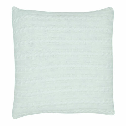 back view of the cable knit fabric cushion cover in white colour.