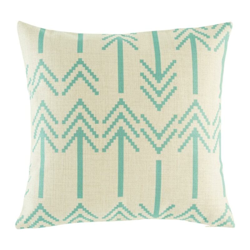 Moko Teal Cushion Cover - 45cm x 45cm a cotton linen with arrow pattern Cushion Cover in teal - 45cm x 45cm