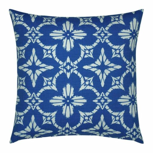 blue cushion with flower designs