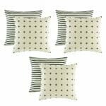 3 pieces of black and white stripes cushion cover and 3 pieces black and white cushion cover with cross pattern