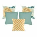 Two ikat design cushion cover, two skyblue cushion cover and one diamond design cushion cover.