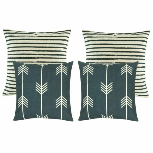 A pair of navy stripes cushion cover and a pair of arrow design cushion cover.