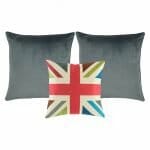 A colorful cross design cushion cover, a pair of grey cushion cover