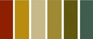 A colour swatch of retro mid century modern colours
