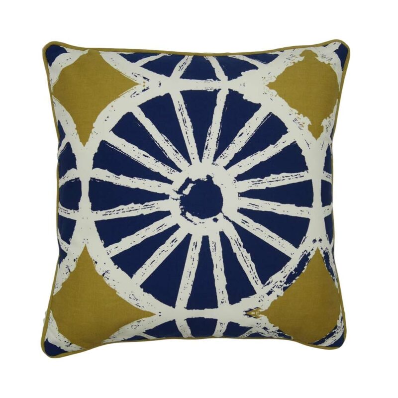 Avalon Motif Cushion Cover Cushion cover in Blue, White and Olive Green colours (45cmx45cm)