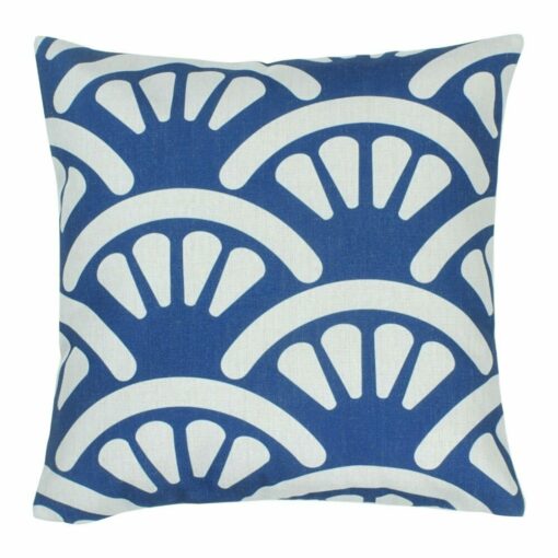picture of blue and white shell design cotton linen cushion cover 45cmx45cm