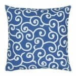cotton linen blue and white cushion cover with swirly pattern in 45cmx45cm