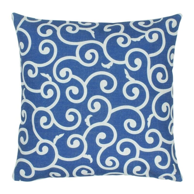 Keiko Moif Cushion Cover cotton linen blue and white cushion cover with swirly pattern in 45cmx45cm