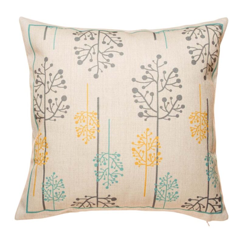 Audrey Bloom Cushion Cover 45cmx45cm Cotton linen Cushion Cover in grey, yellow and blue blossom design
