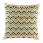 Chevron cotton linen cushion cover in Black, blue and yellow colours (45cmx45cm)