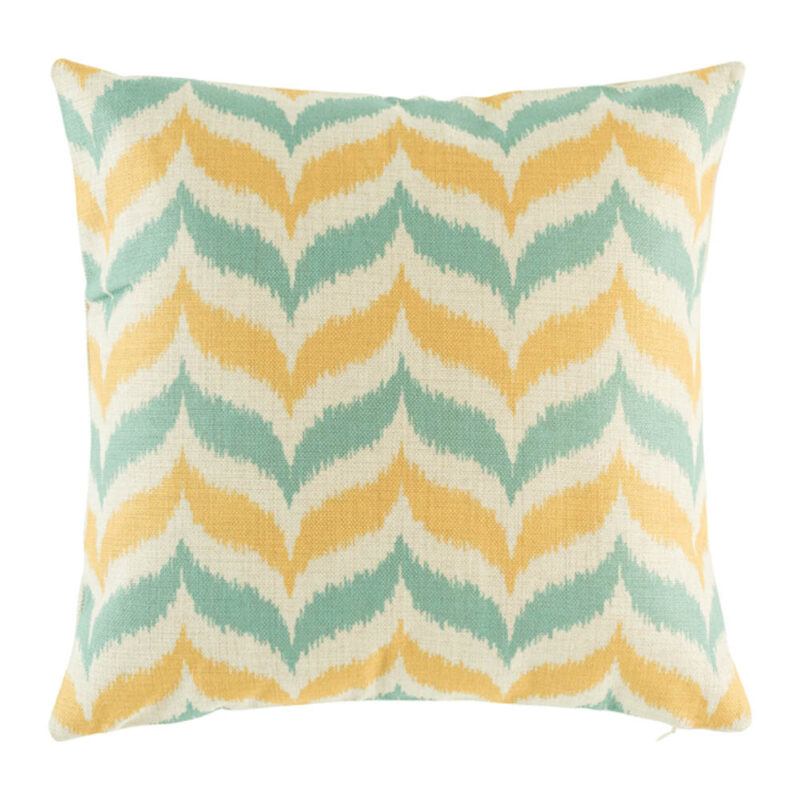 Maya Zig Zag Cushion Cover 45cmx45cm yellow and blue grey chevron cotton linen cushion cover