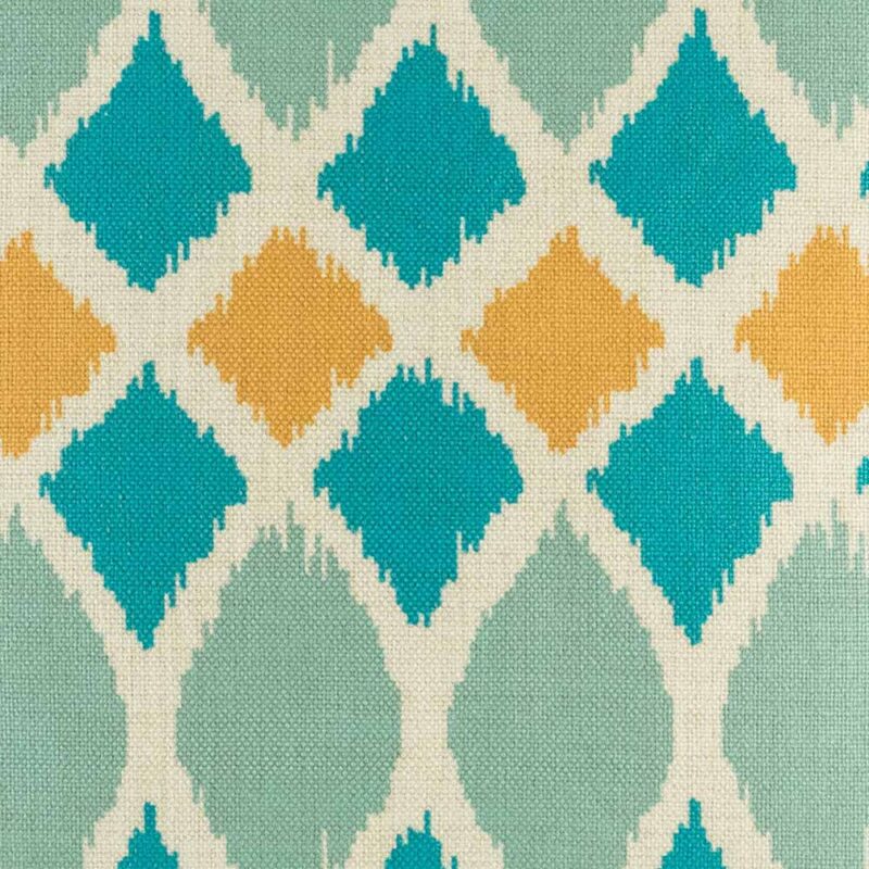 Close up of Blue and yellow multi patterned cotton linen cushion cover(45cmx45cm)